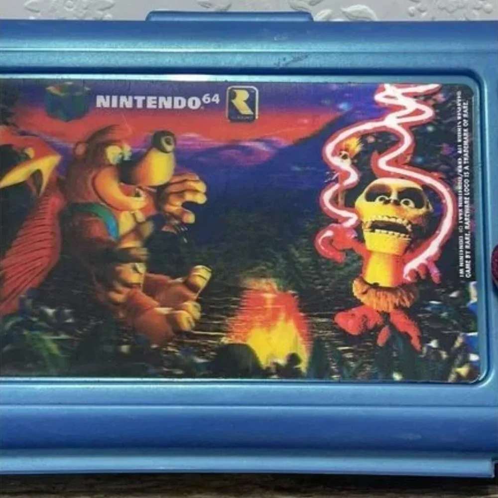 1998 Banjo-Kazooie 64 NINTENDO PENCIL CASE NEWELL RARE 3D HOLOGRAM RAREWARE Blue